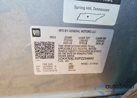 2023 GMC Acadia Denali из США, поврежденный, VIN 1GKKNXLS2PZ254660